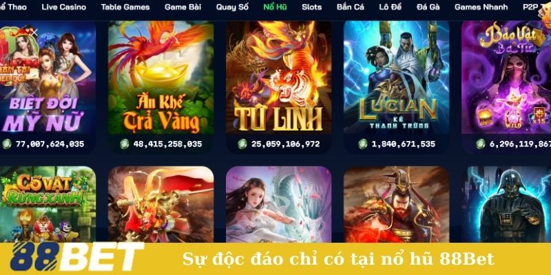 Sự độc đáo chỉ có tại nổ hũ 88Bet 